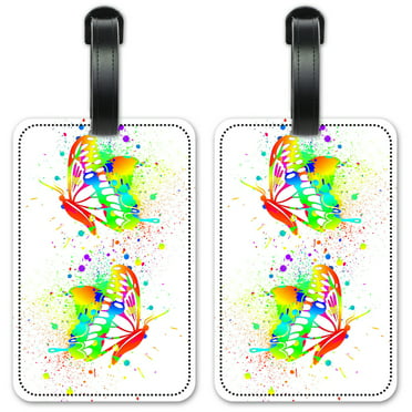 Butterfly Butterflies Rainbow Magic Round Luggage ID Tag Card Suitcase Carry-On